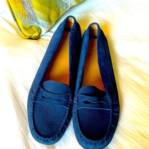 Aquatalia blue suede driving shoes size 9M
